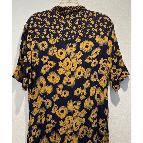 Vintage Carole Little Floral Print Navy Orange Jumpsuit Artsy Cropped Wide Leg - Picture 5 of 8